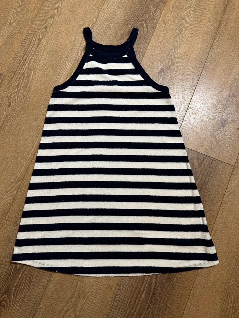 GAP Navy and White Striped Terry Towel Halter Mini Dress M